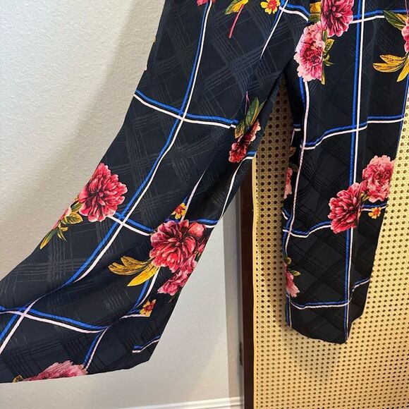 Topshop Black Floral Grid Print Cropped Jumpsuit Size 4 - Picture 5 of 10